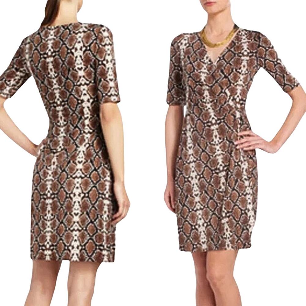 BCBGMAXAZRIA Malena Snake Print Jersey Wrap Dress Sz XS